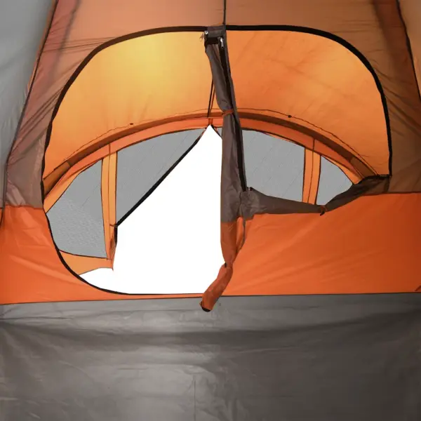 Veekindel peretelk 6 inimesele verandaga, tunneltelk, hall ja oranž, 411 x 325 x 180 cm – 10