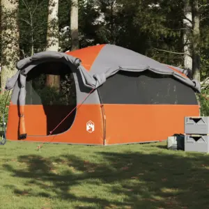 Veekindel peretelk 6 inimesele, tunneltelk, hall ja oranž, 564 x 260 x 185 cm