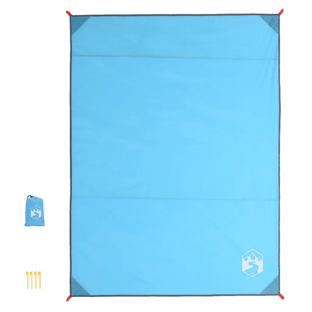 Veekindel piknikutekk kinnitusvaiade ja kandekotiga, sinine, 205 x 155 cm