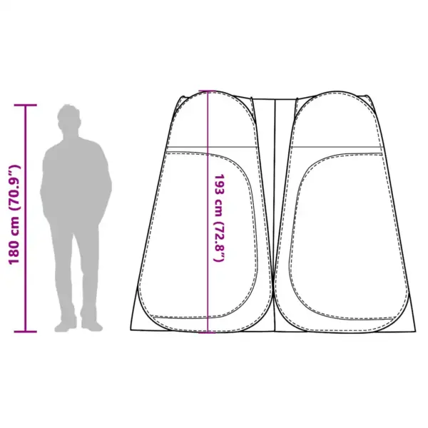Veekindel pop-up privaatsustelk, 2 uksega, hall/oranž, 233 x 120 x 193 cm – 13