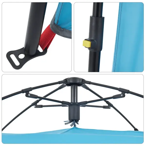Privaatsustelk tualetiks ja riietumiseks, sinine, kiirvabastusega, veekindel 190T polüester, 150 x 150 x 220 cm – 11