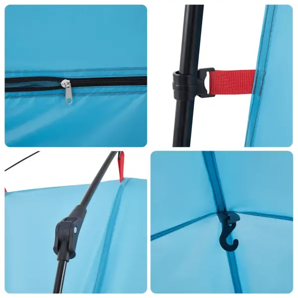 Privaatsustelk tualetiks ja riietumiseks, sinine, kiirvabastusega, veekindel 190T polüester, 150 x 150 x 220 cm – 13