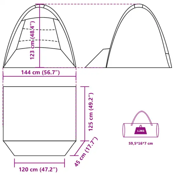 Veekindel rannatelk 3 inimesele, hall, 144 x 125 x 123 cm – 12