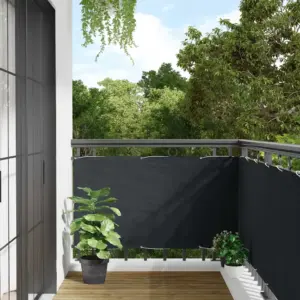 Veekindel rõdusirm privaatsuseks, antratsiithall oxford-kangas, 75 x 400 cm