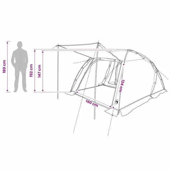 Veekindel tunnelitelk peredele, sinine, 361 x 235 x 147 cm, 185T polüester PU-kattega – 12