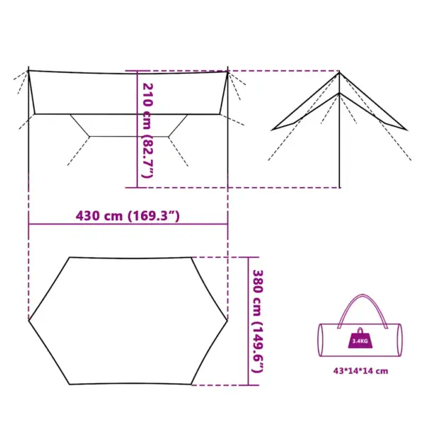 Veekindel sinine matka tuulevari postidega, 430 x 380 x 210 cm – 10