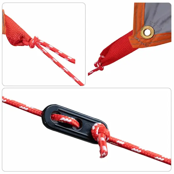 Veekindel tuule- ja tulekindel tarp varjualus postide ja köitega, hall, 240 x 460 cm – 6