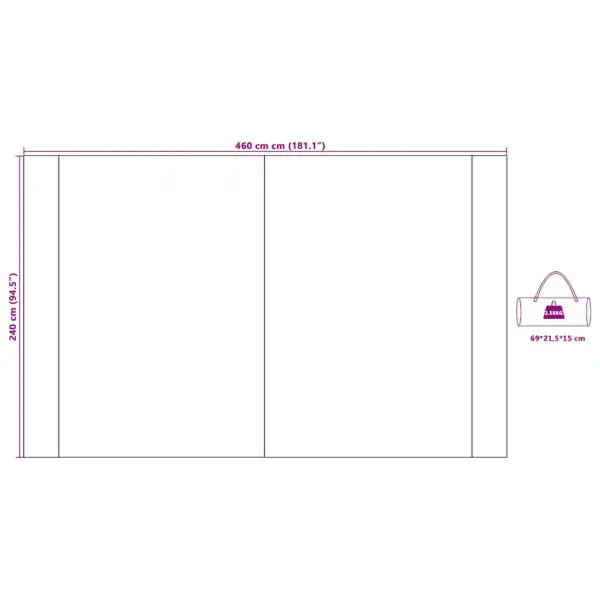 Veekindel tule- ja tuulekindel tarp varjualuseks, roheline, 240 x 460 cm, komplekt postide ja köitega – 12