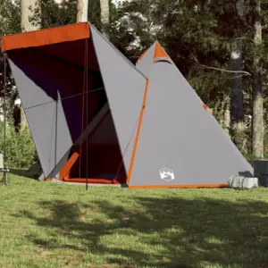 Veekindel tipi peretelk 6 inimesele, hall ja oranž, PU-kattega polüester, 408 x 350 x 240 cm