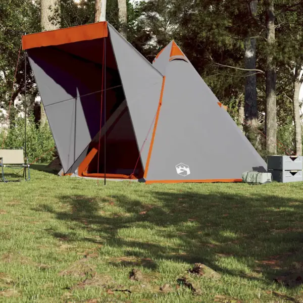 Veekindel tipi peretelk 6 inimesele, hall ja oranž, PU-kattega polüester, 408 x 350 x 240 cm – 4