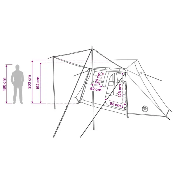 Tunnelitelk grupitelkimiseks, hall ja oranž, 475 x 220 x 192 cm – 12