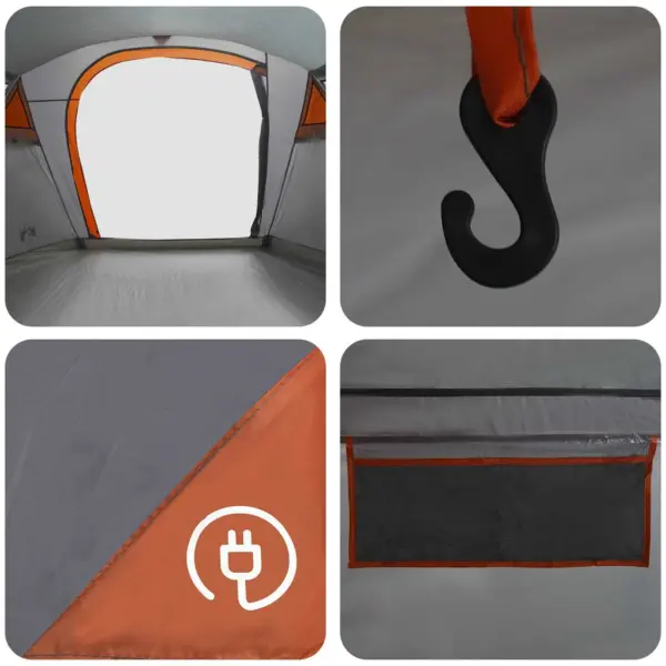 Veekindel tunnelitelk, hall/oranž, 185T polüester, 505 x 330 x 204 cm – 8