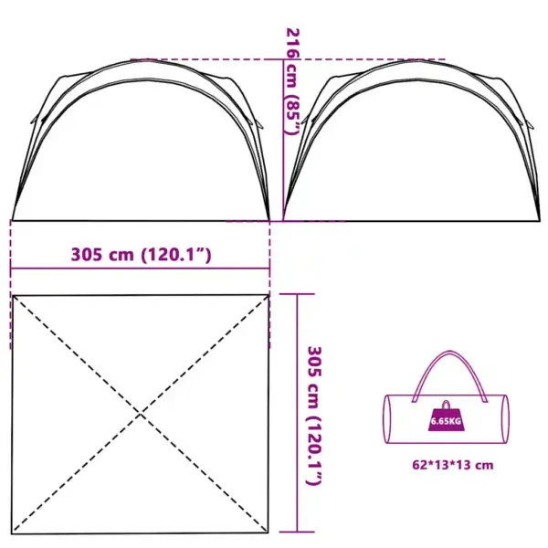 Veekindel valge peotelk hoiutaskutega, 305 x 305 x 216 cm – 10