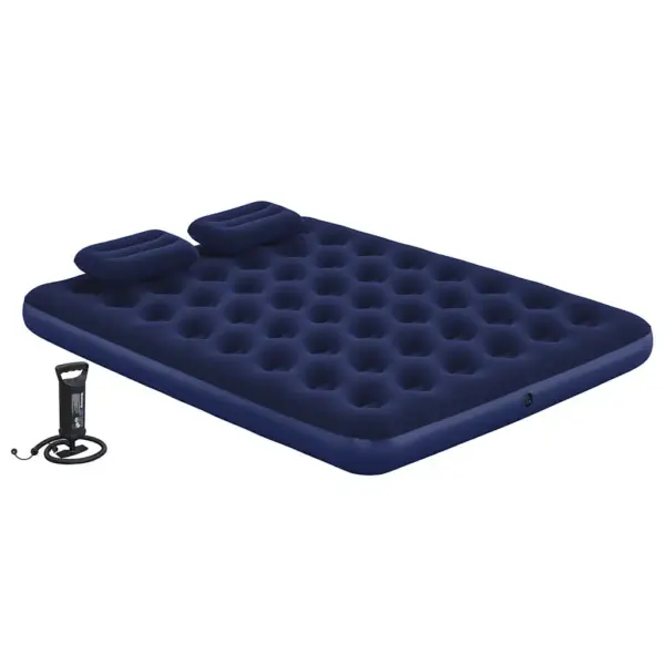 Bestway kahekohaline veluurkattega õhkmadrats padjade ja pumbaga, tumesinine, 203 x 152 x 22 cm - 4