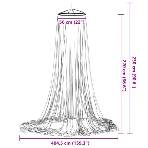 Valge voodisääsevõrk polüestrist, ülemise rõnga läbimõõt 56 cm, kõrgus 220 cm – 7