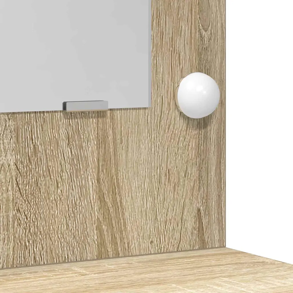 3-osaline kosmeetikalaudade komplekt LED-peegliga, Sonoma tamm, tehispuit, 158,5 x 41 x 135 cm