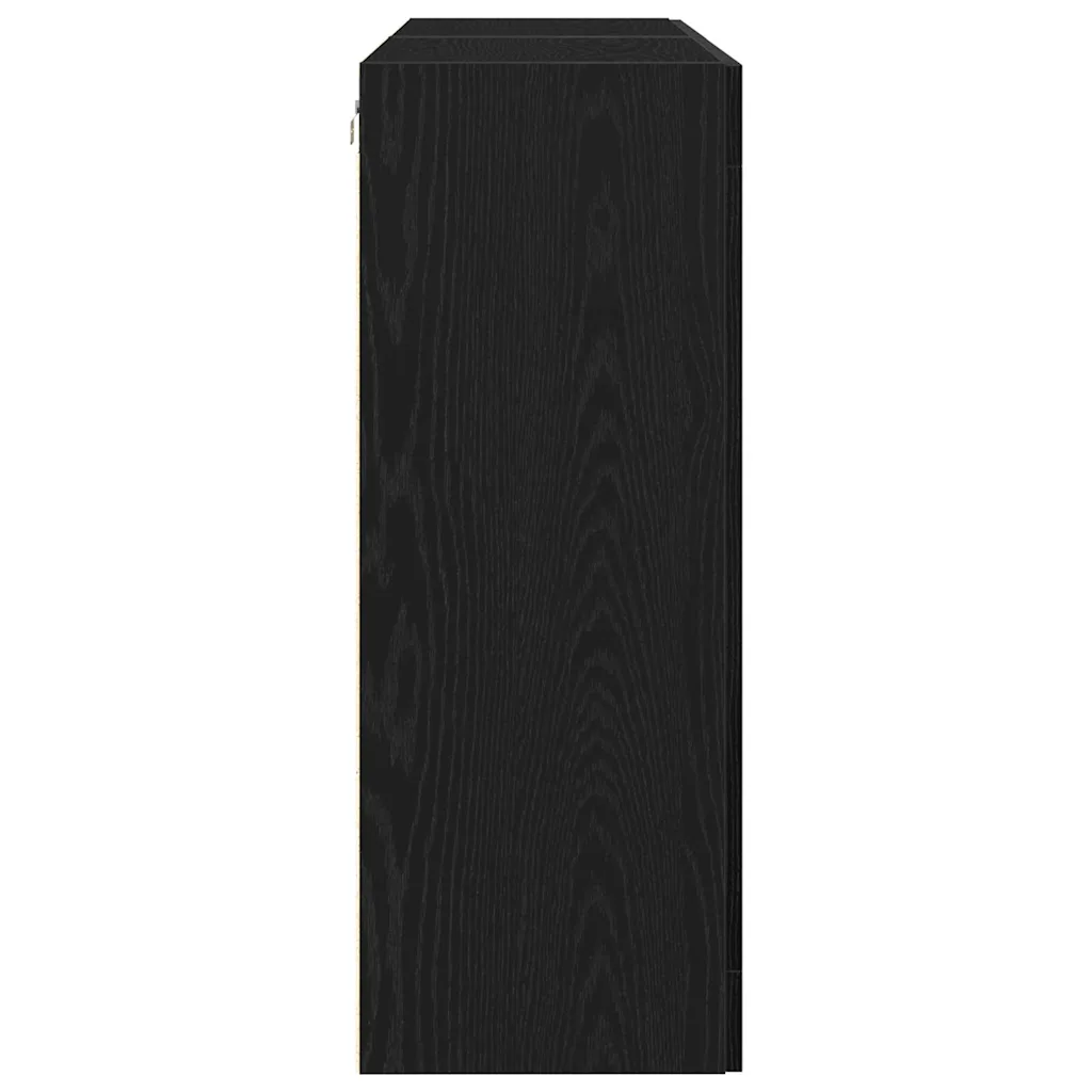 4-ukselised seinakapid klaasustega, 2 tk, must tamm, tehispuit, 69,5 x 34 x 90 cm