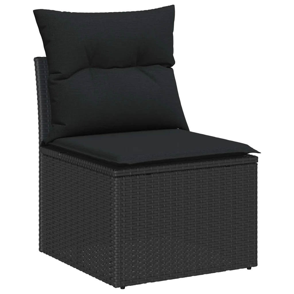 5-osaline aiamööbli diivanikomplekt mustast polürotangist, diivan 230 x 62 x 85 cm