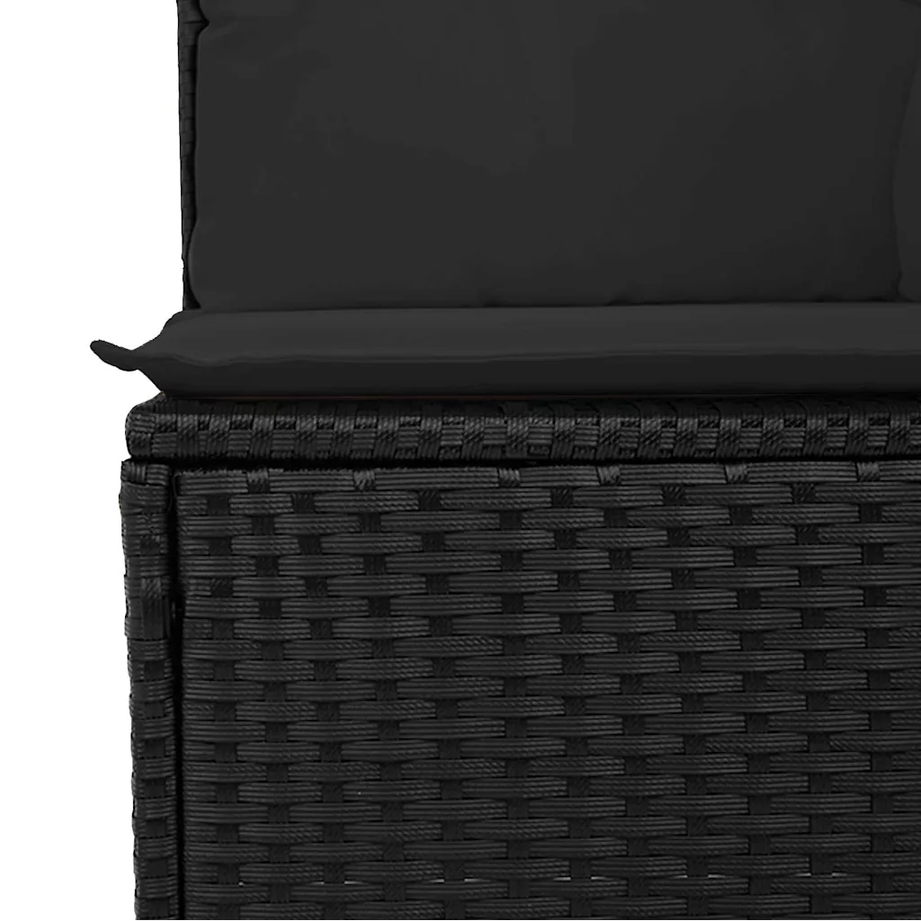 5-osaline aiamööbli diivanikomplekt mustast polürotangist, diivan 230 x 62 x 85 cm