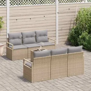 Modulaarne 7-osaline aiadiivani komplekt patjadega, beež ja hall polürotang