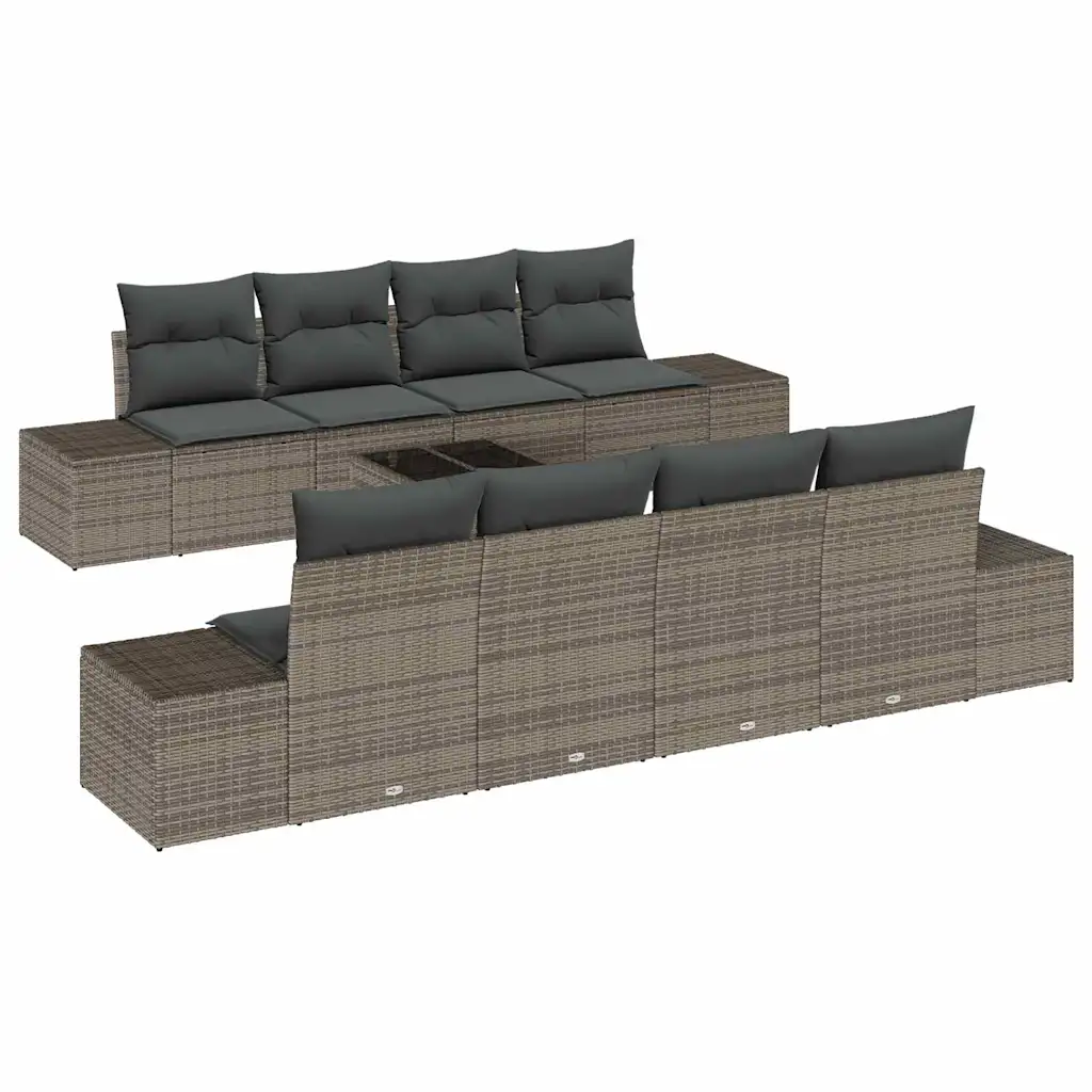 7-osaline modulaarne aia diivanikomplekt hallist polürotangist patjadega, laud 55 x 55 x 37 cm
