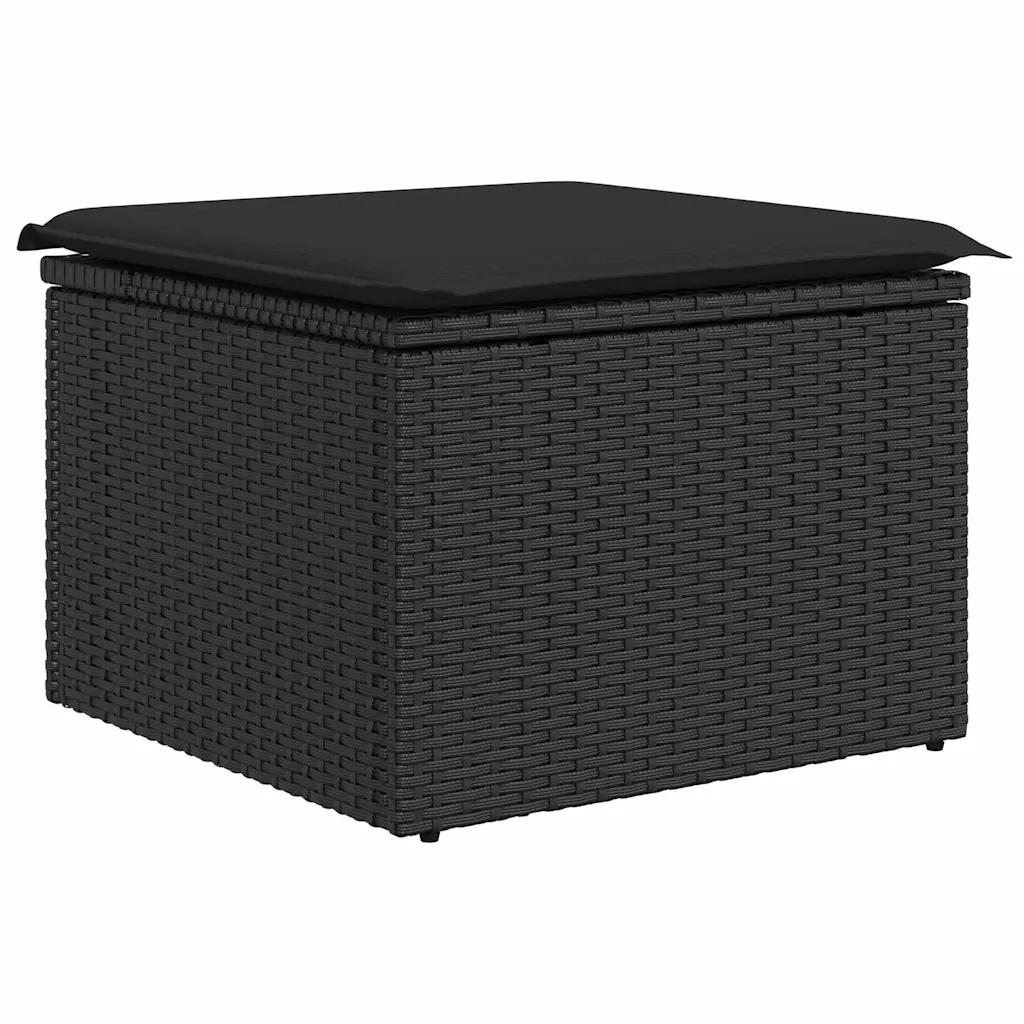 8-osaline mustast polürotangist modulaarne aiadiivanikomplekt patjadega