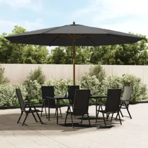 Ümmargune aia päikesevari puidust postiga, antratsiithall, 400 x 273 cm