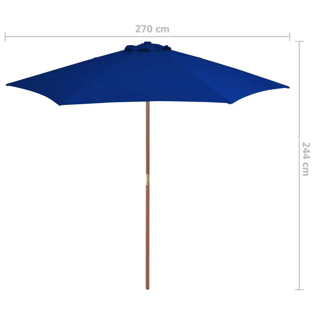 Aia päikesevari sinine, bambus- ja lehtpuupostiga, 270 cm