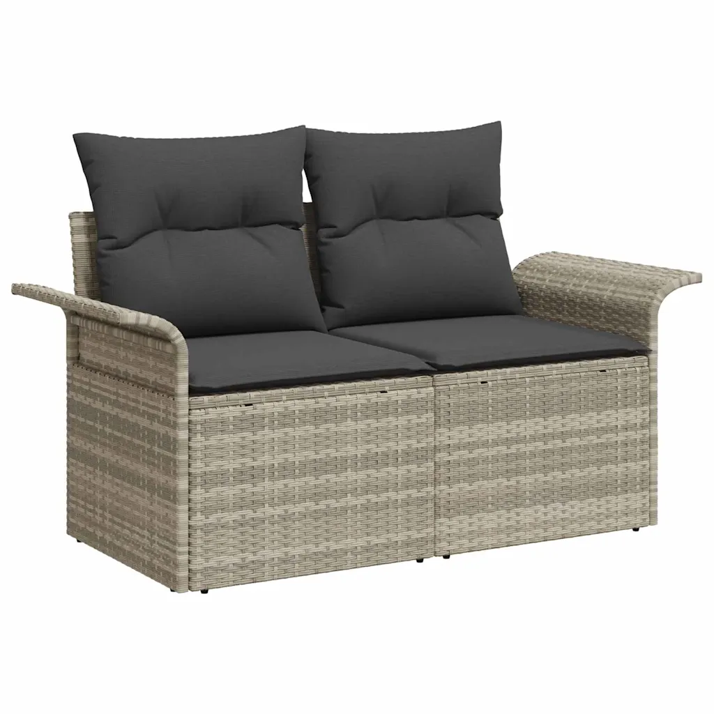 Modulaarne aianurgadiivani komplekt lauaga, 6 osa, hall polürotang, patjadega