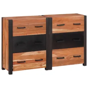 Akaatsiapuidust kummutite komplekt 6 sahtliga, pruun, 3 tk, 110 x 30 x 75 cm