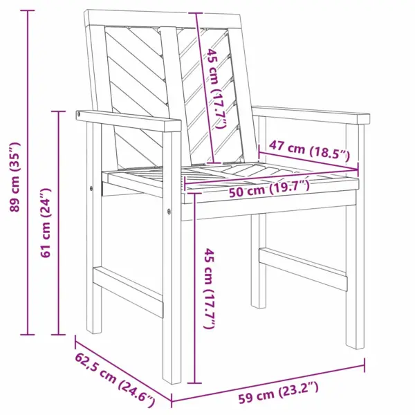 6-kohaline aiamööbli komplekt lauaga, 4 tooli ja pingiga, akatsiapuidust, pruun, laud 150 x 90 x 74 cm - 12