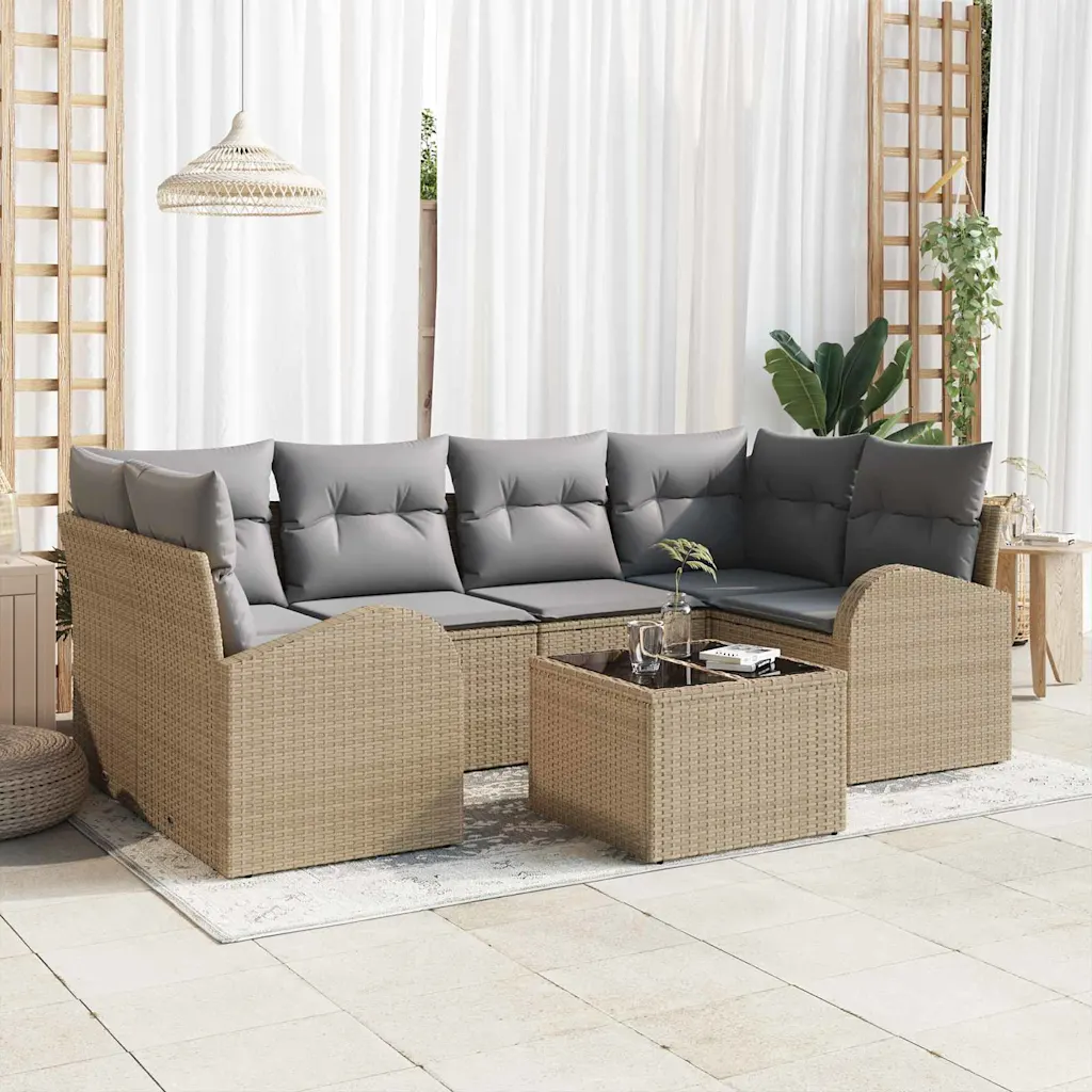 Modulaarne aiadiivanikomplekt polürotangist, beež, 234 x 124 x 85 cm