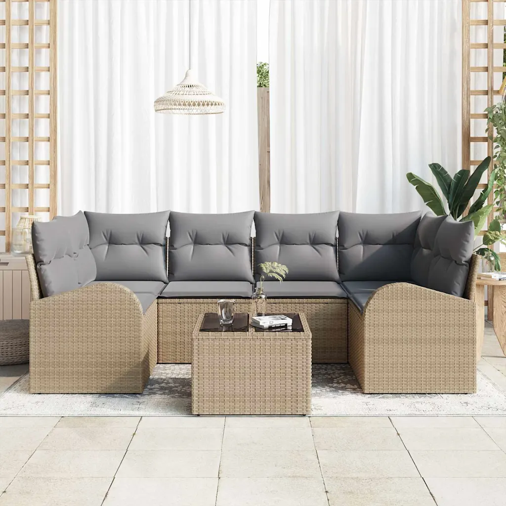 Modulaarne aiadiivanikomplekt polürotangist, beež, 234 x 124 x 85 cm