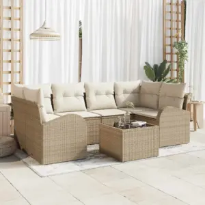 Modulaarne aianurgadiivani komplekt polürotangist, beež, 234 x 124 x 85 cm