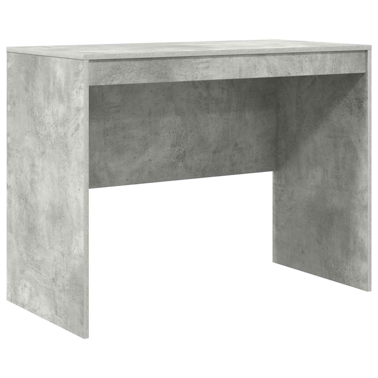 Kirjutuslaud ja kõrge riiulikapp 2 sahtliga, betoonhall, 145,5 x 50 x 127 cm