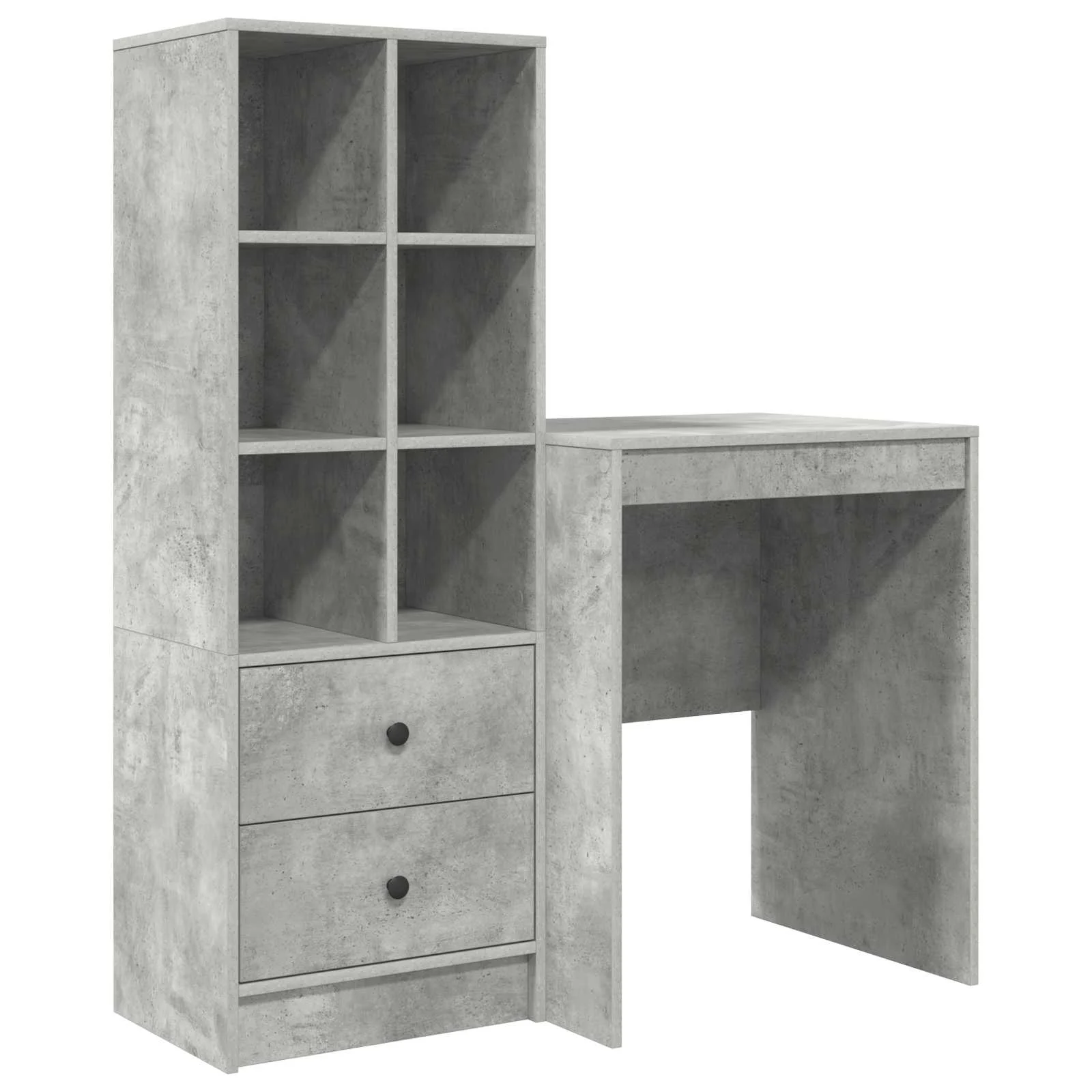 Kirjutuslaud riiulkapiga, 2-osaline komplekt, betoonhall, 105,5 x 50 x 127 cm