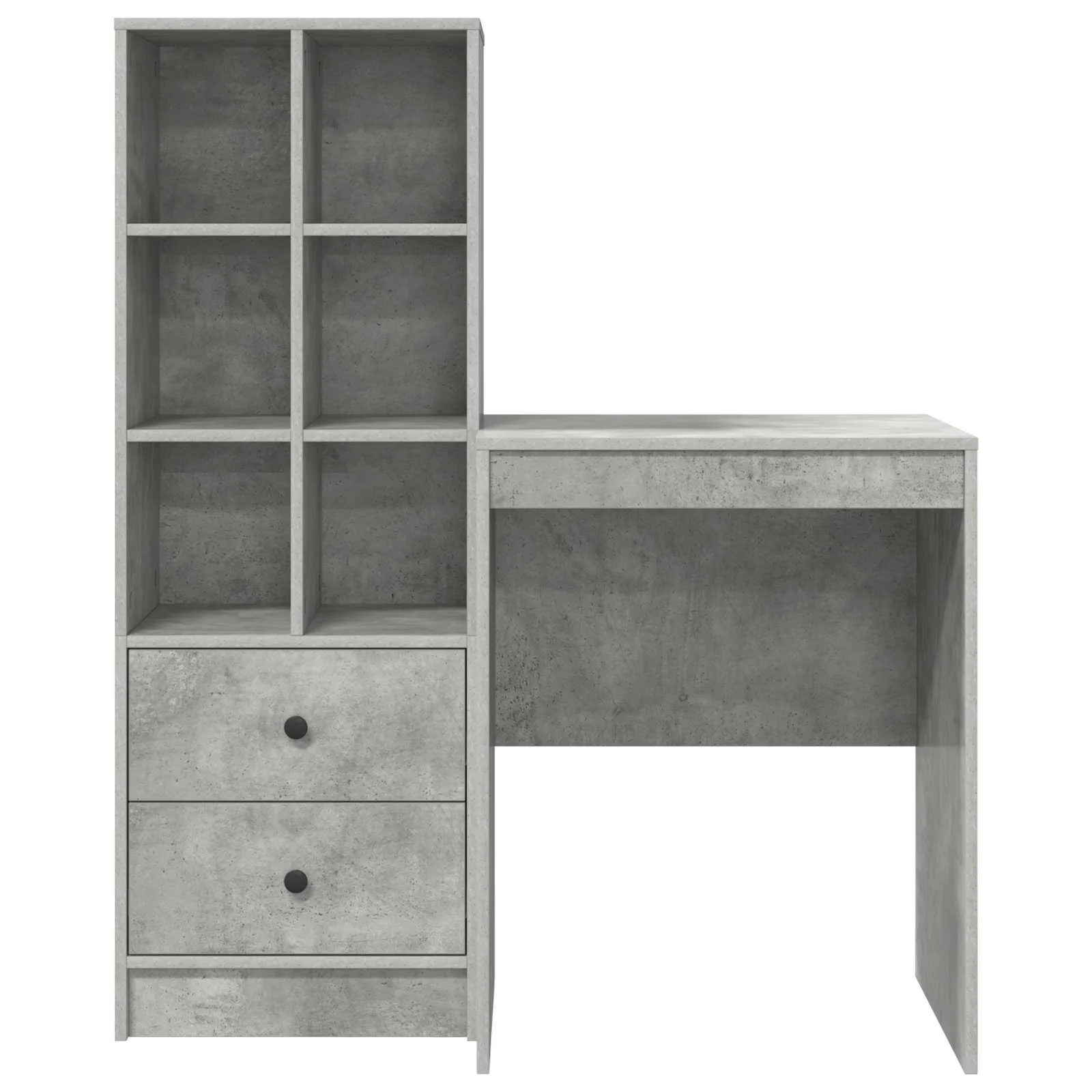 Kirjutuslaud riiulkapiga, 2-osaline komplekt, betoonhall, 105,5 x 50 x 127 cm