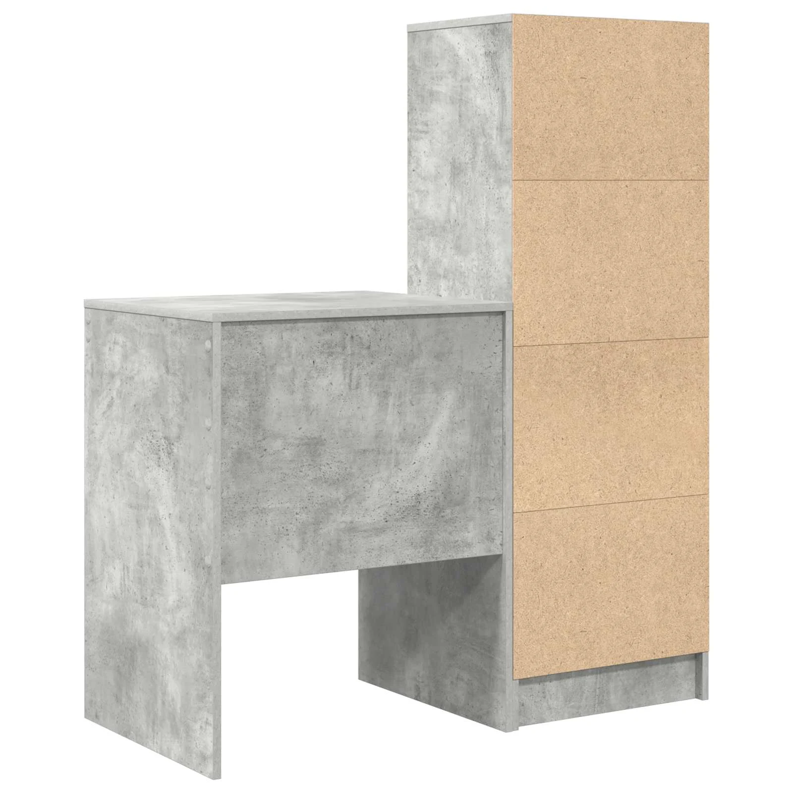 Kirjutuslaud riiulkapiga, 2-osaline komplekt, betoonhall, 105,5 x 50 x 127 cm