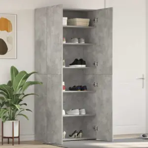Hall jalatsikapp riiulitega, 2 uksega, tehispuit, 80 x 35,5 x 180 cm