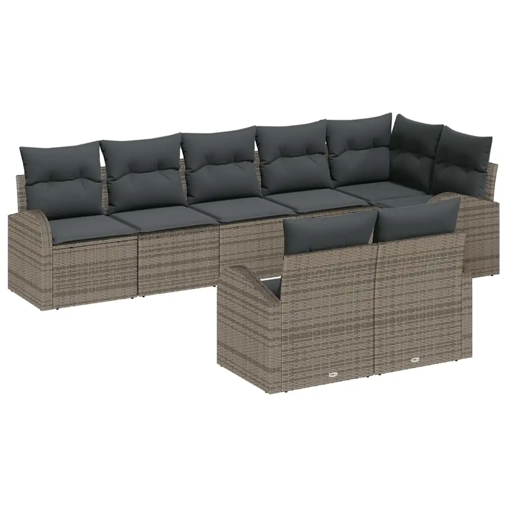 Modulaarne aiamööbli diivanikomplekt, hall polürotang, 8-osaline