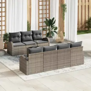 Hall modulaarne aiamööbli diivanikomplekt polürotangist, lauaga 55 x 55 x 37 cm, 8-osaline