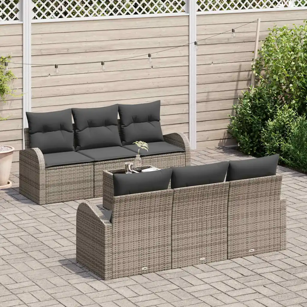 7-osaline modulaarne aiadiivanikomplekt hallist polürotangist, laud 55 x 55 x 37 cm