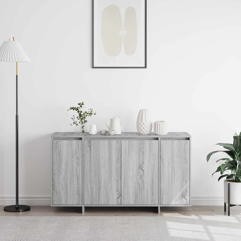 Hall sonoma tehispuidust kredents 4 uksega, 120 x 41 x 75 cm