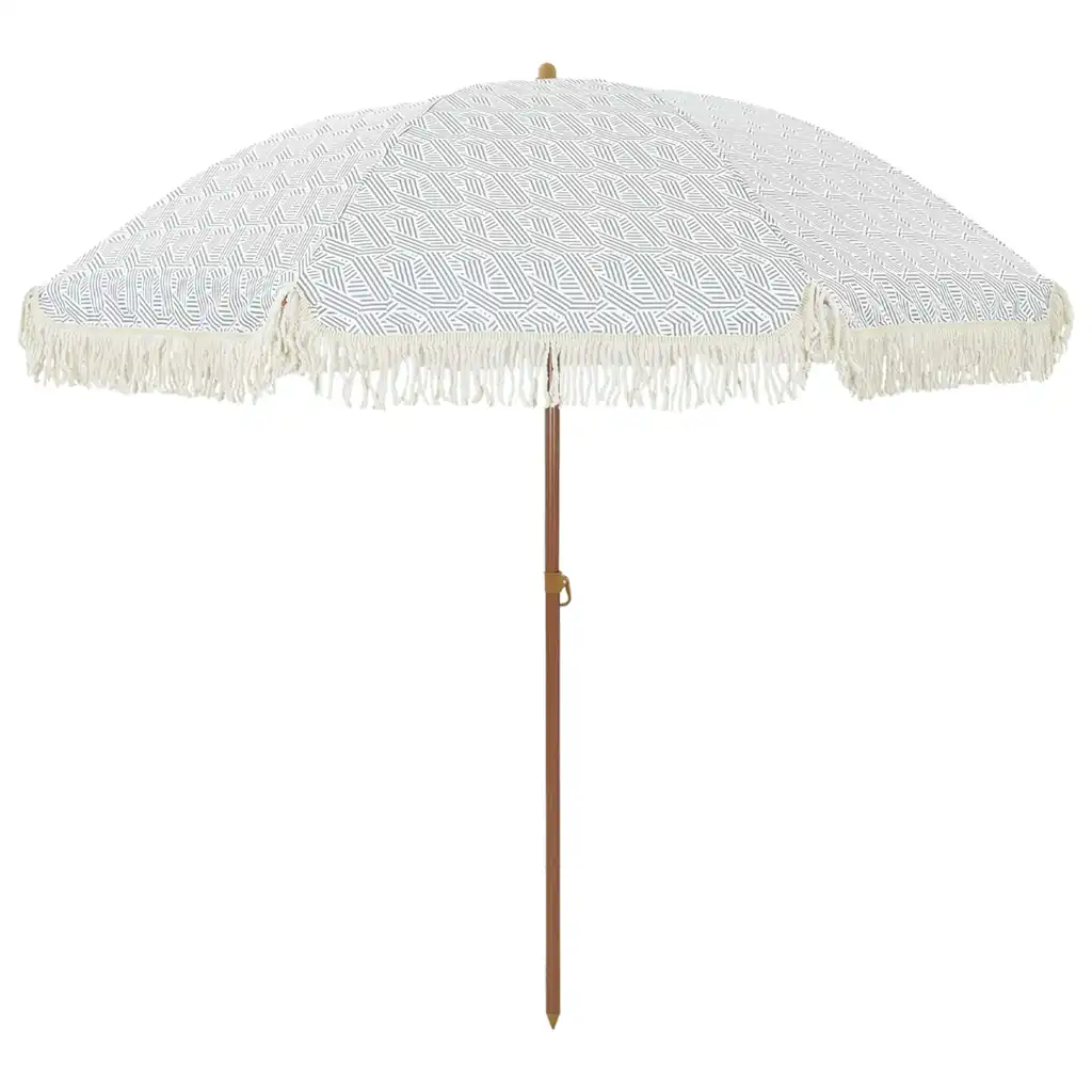 UV-kaitsega kallutatav rannapäikesevari, hall-valge polüester ja teras, 205 x 205 x 210 cm