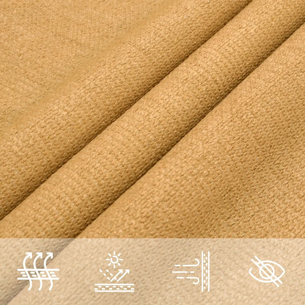 Päikesepuri 90% UV-kaitsega, liivakarva HDPE, kandiline, 2 x 2 m, 160 g/m²