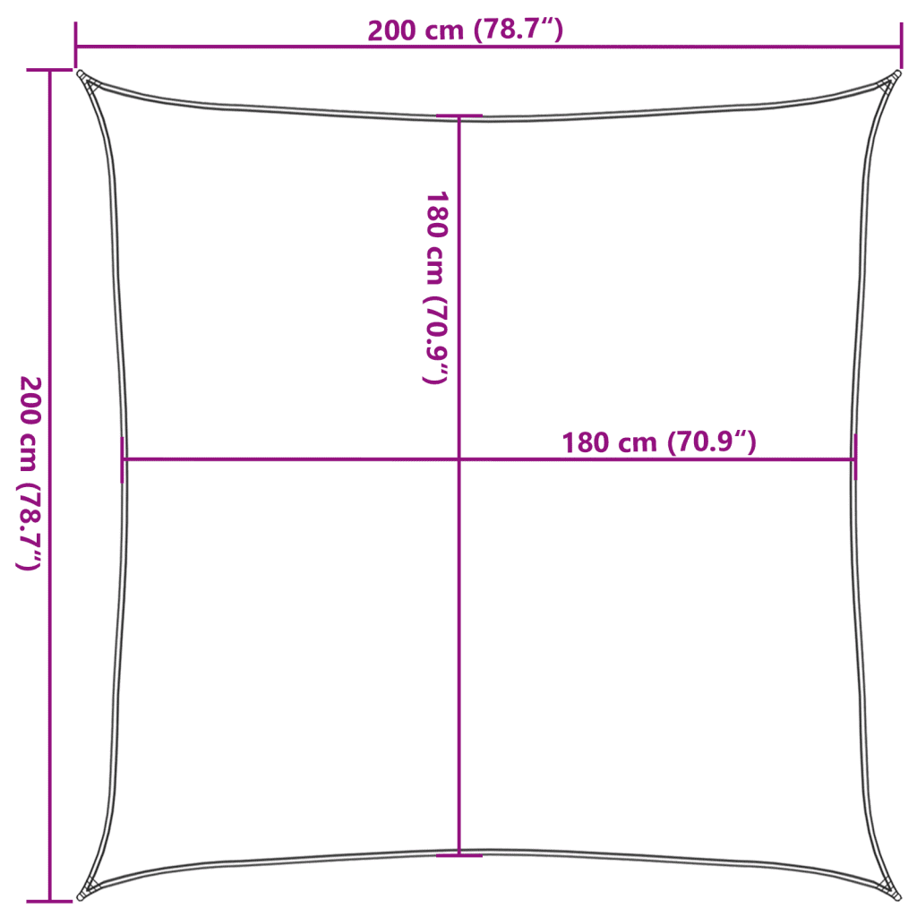 Päikesepuri 90% UV-kaitsega, liivakarva HDPE, kandiline, 2 x 2 m, 160 g/m²