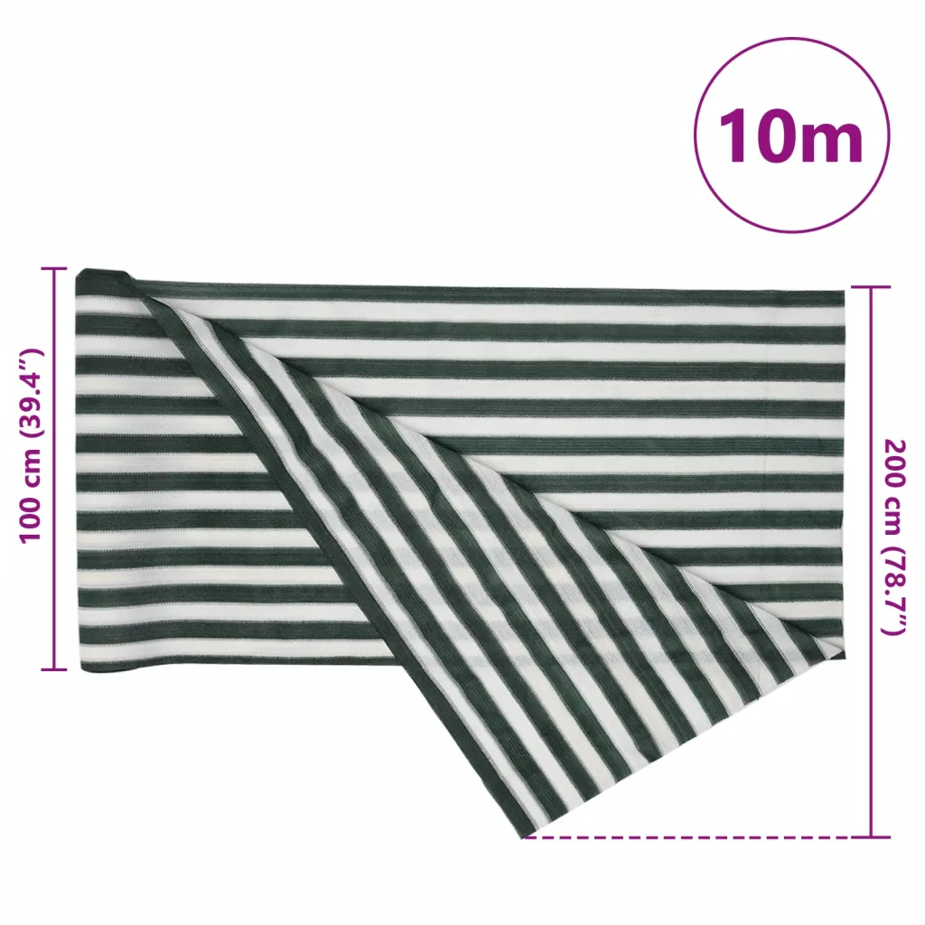 HDPE privaatsusvõrk rõdule ja aeda, roheline-valge, 2 x 10 m, 150 g/m²