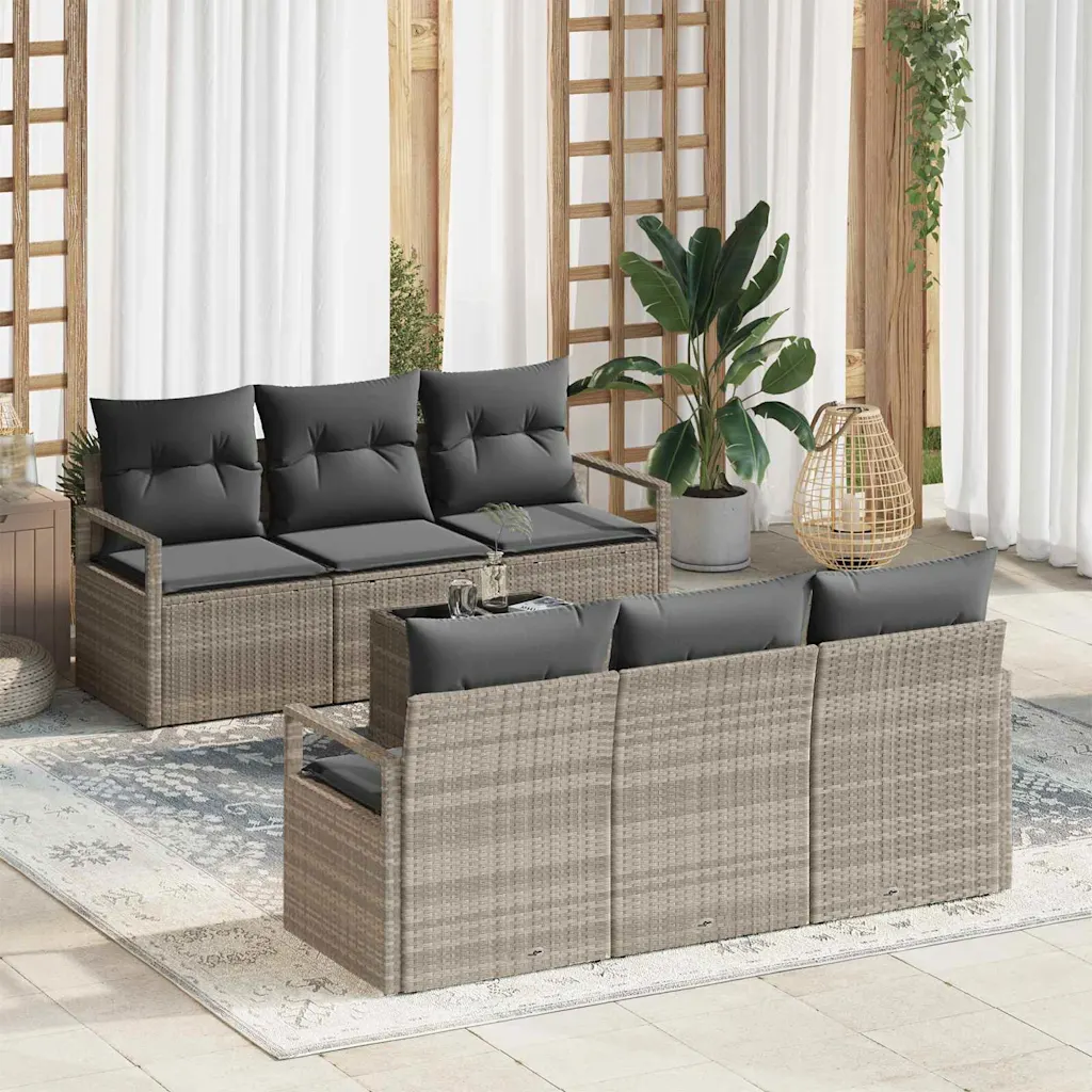 7-osaline modulaarne aiadiivanikomplekt patjadega, helehall polürotang