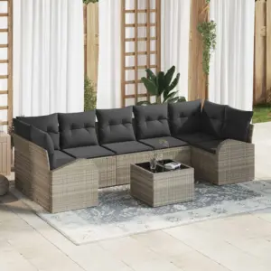 8-osaline modulaarne aiamööbli komplekt, helehall polürotang, laud 55 x 55 x 37 cm