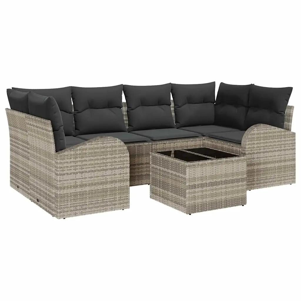 Modulaarne helehall polürotangist aiadiivani komplekt lauaga, laud 55 x 55 x 37 cm